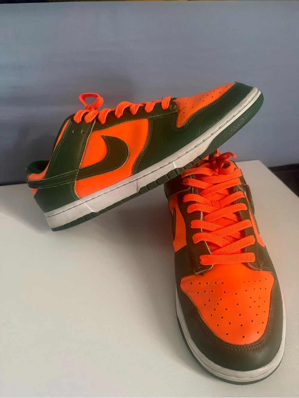 Nike Men's Low-Top Sneakers in Bright Orange and Olive Green